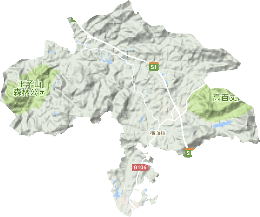 梯面镇地形地图