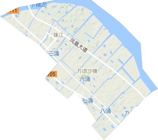 珠江街道地形地图