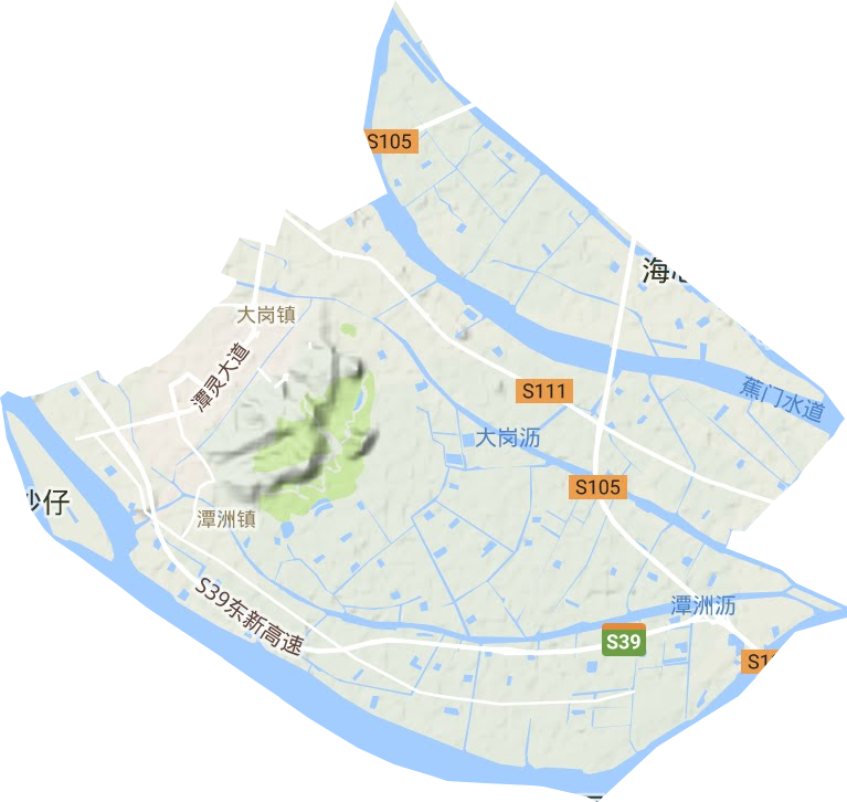 大岗镇地形地图