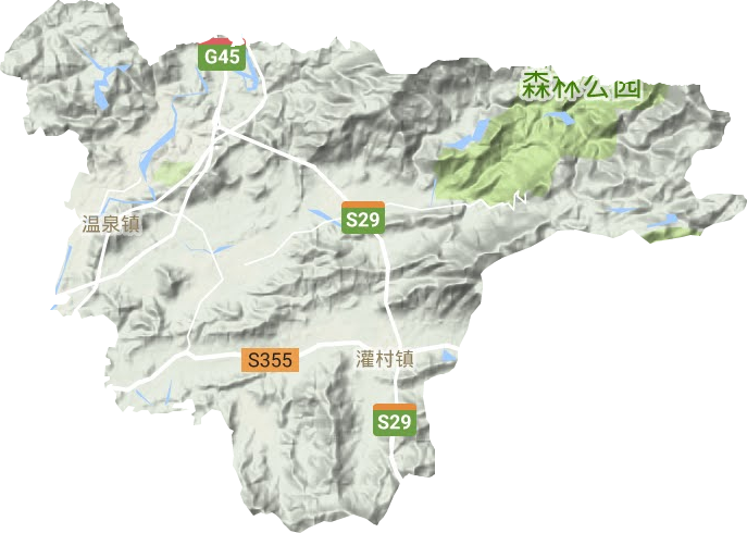 温泉镇地形地图