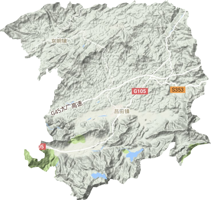 吕田镇地形地图