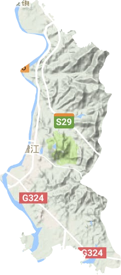 增江街道地形地图