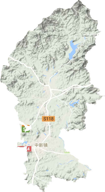 中新镇地形地图
