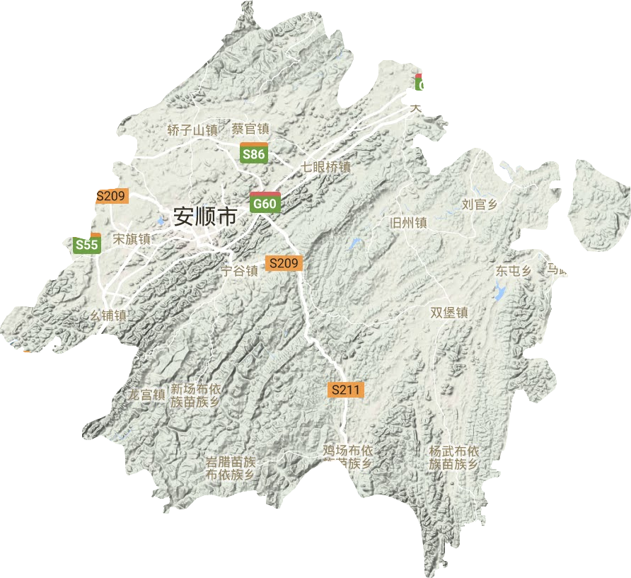 西秀区地形地图