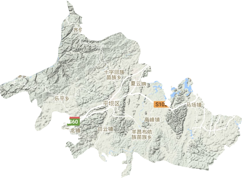 平坝区地形地图