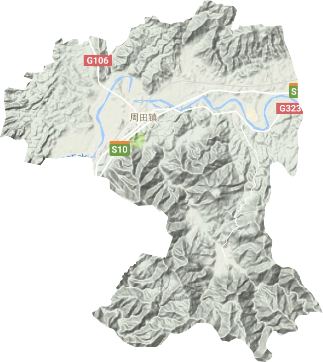 周田镇地形地图