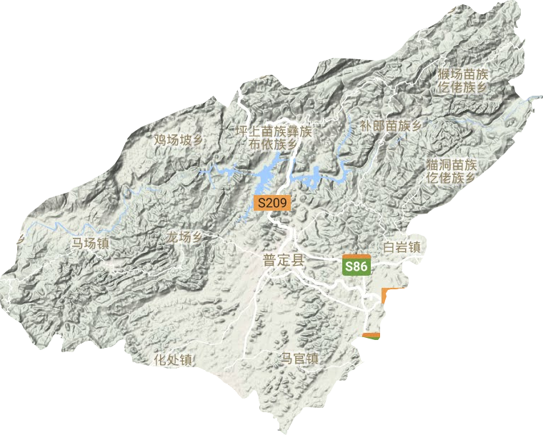 普定县地形地图