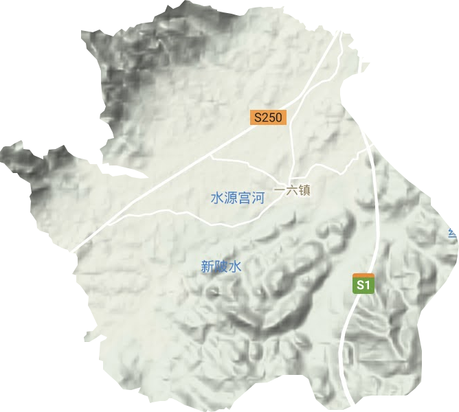 一六镇地形地图