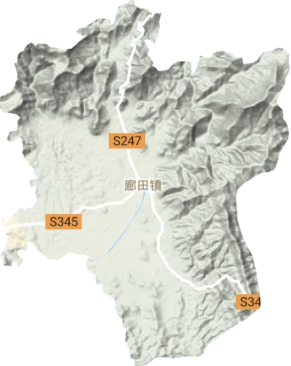 廊田镇地形地图