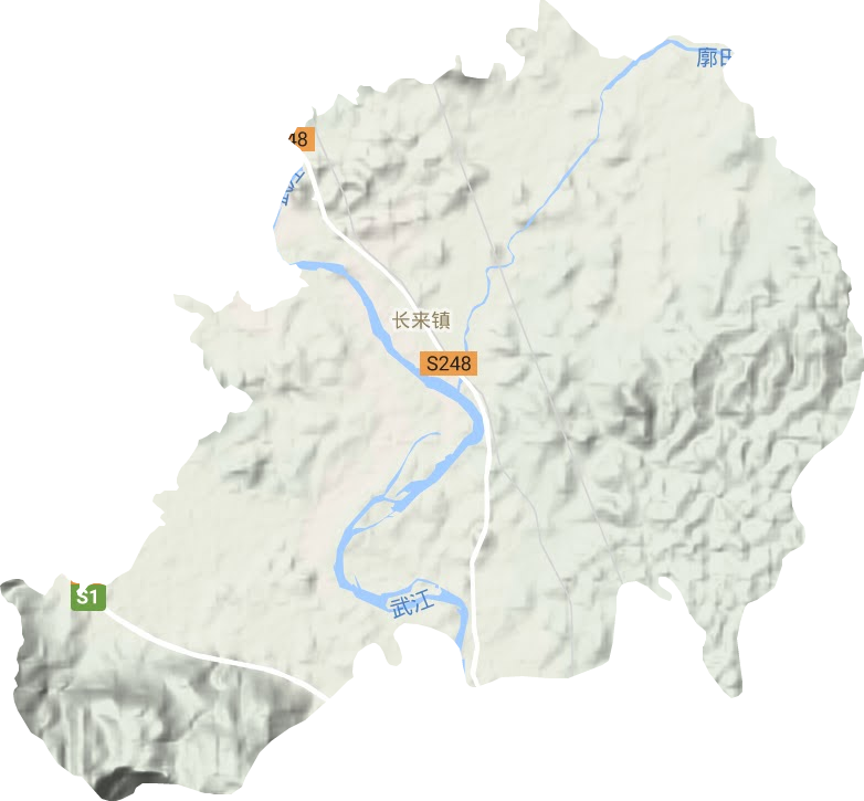 长来镇地形地图