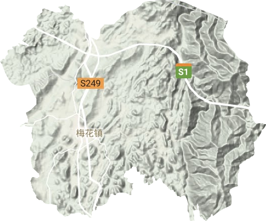 梅花镇地形地图
