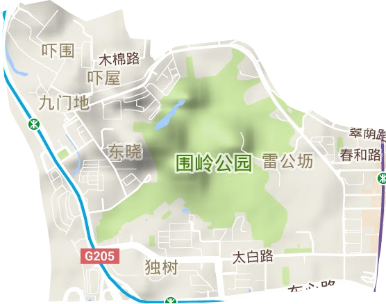 东晓街道地形地图