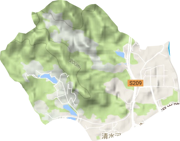清水河街道地形地图