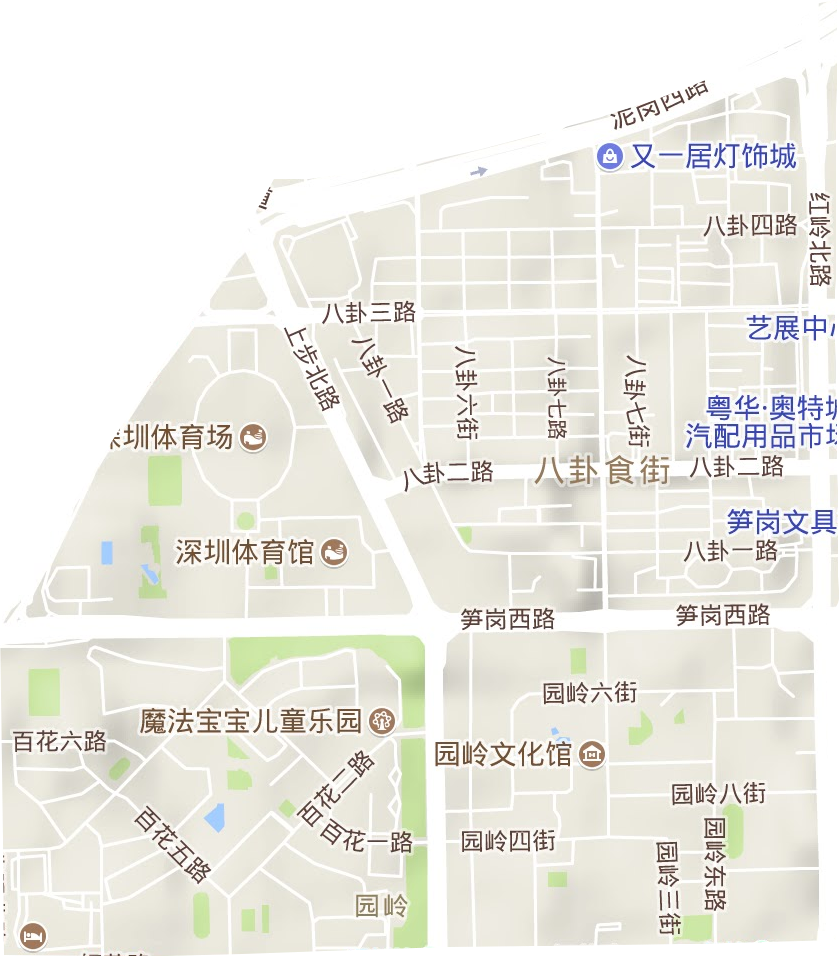 园岭街道地形地图