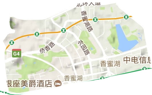 香蜜湖街道地形地图
