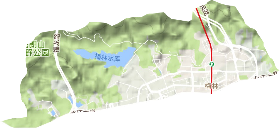 梅林街道地形地图