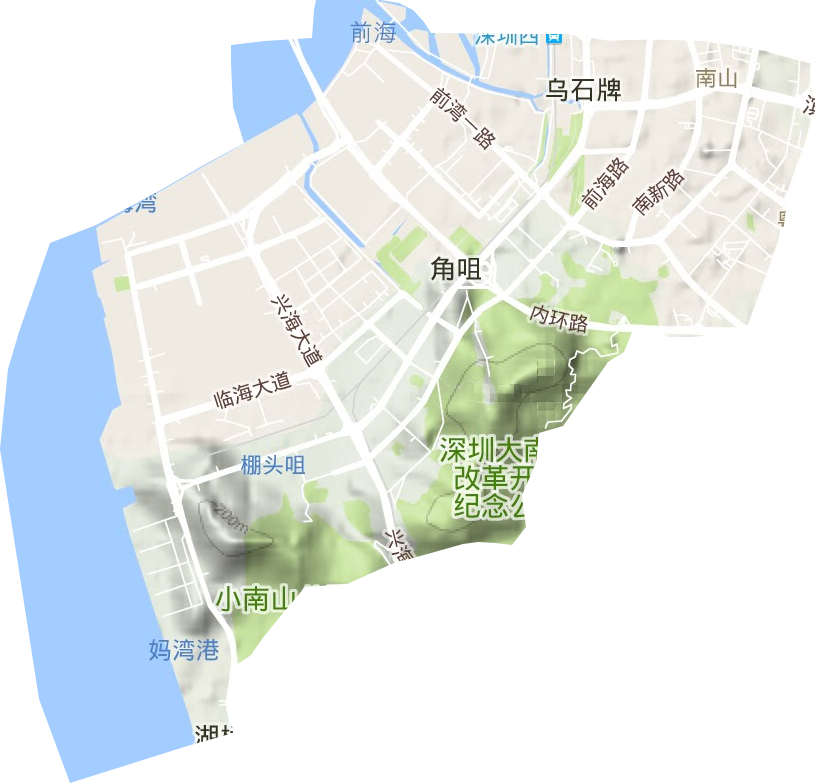 南山街道地形地图