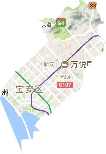 新安街道地形地图