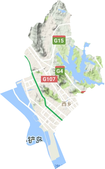 西乡街道地形地图