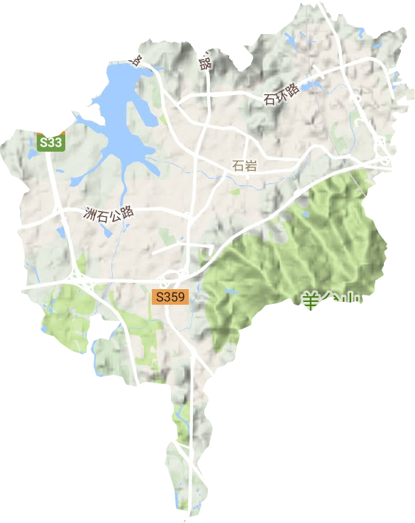 石岩街道地形地图