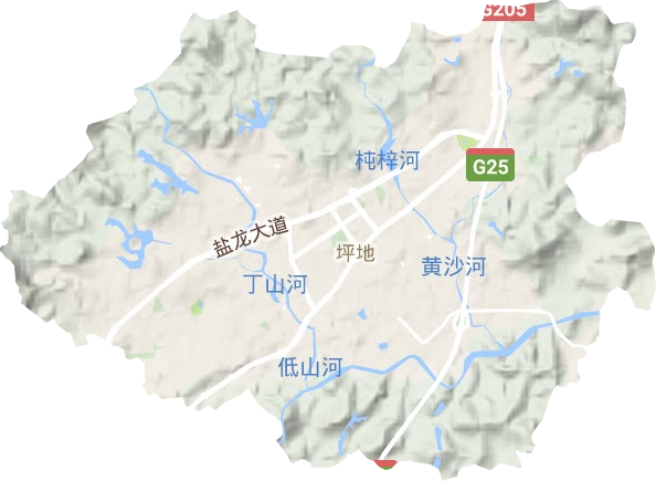 坪地街道地形地图