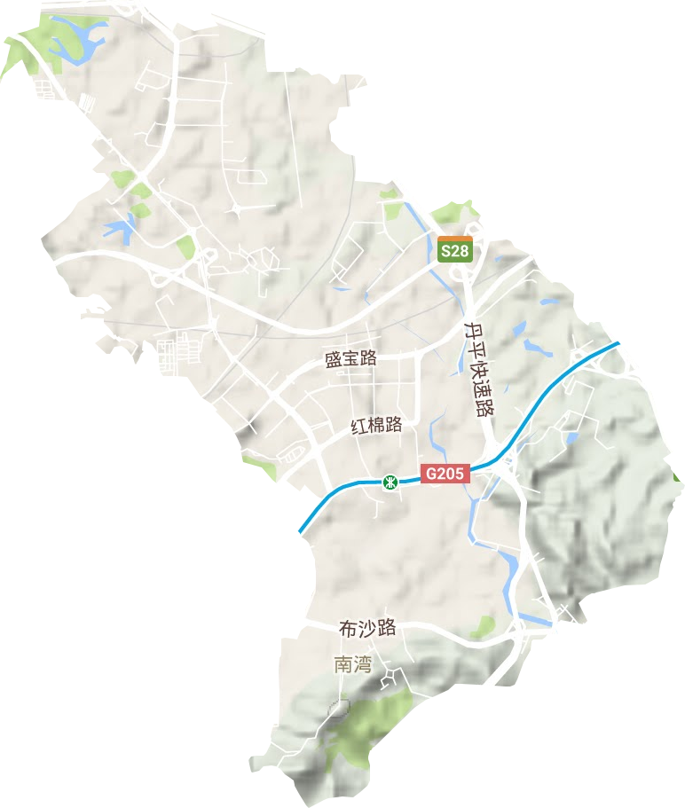 南湾街道地形地图