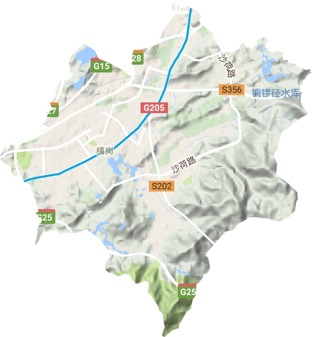 横岗街道地形地图