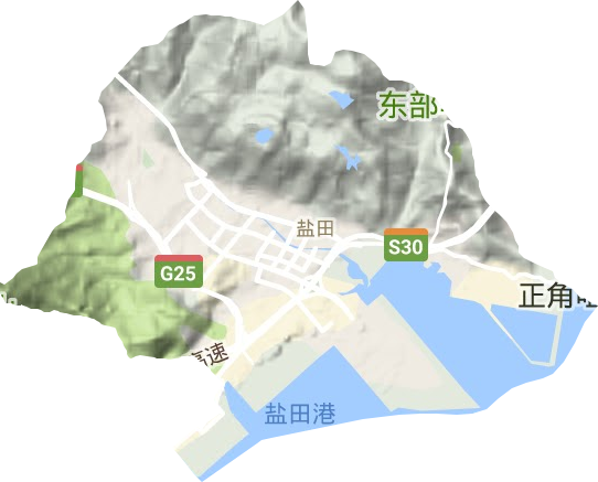 盐田街道地形地图