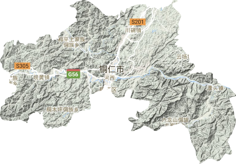 碧江区地形地图