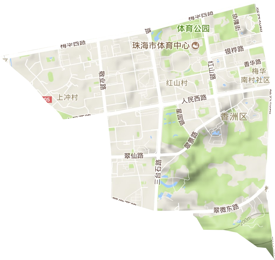 梅华街道地形地图