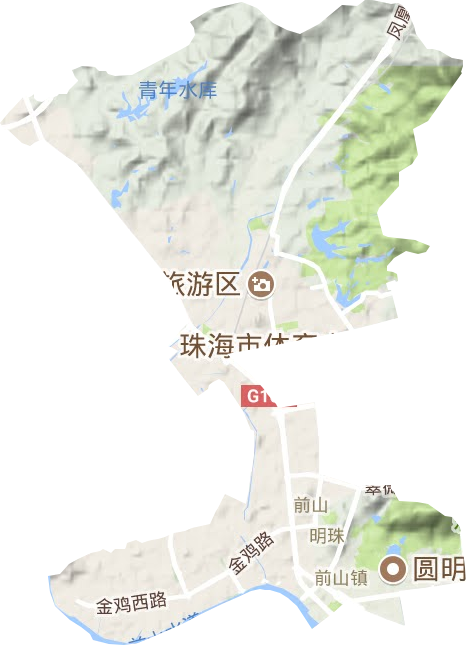 前山街道地形地图