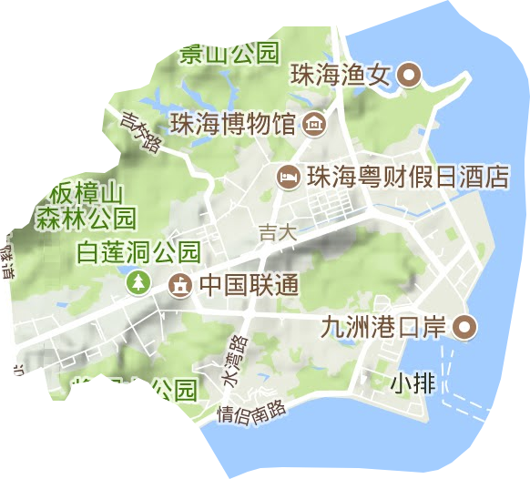 吉大街道地形地图