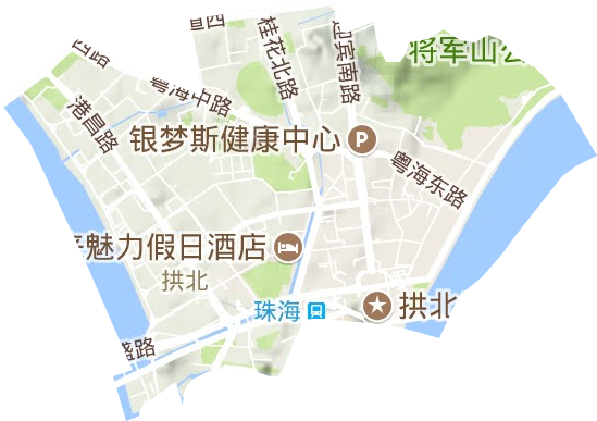 拱北街道地形地图