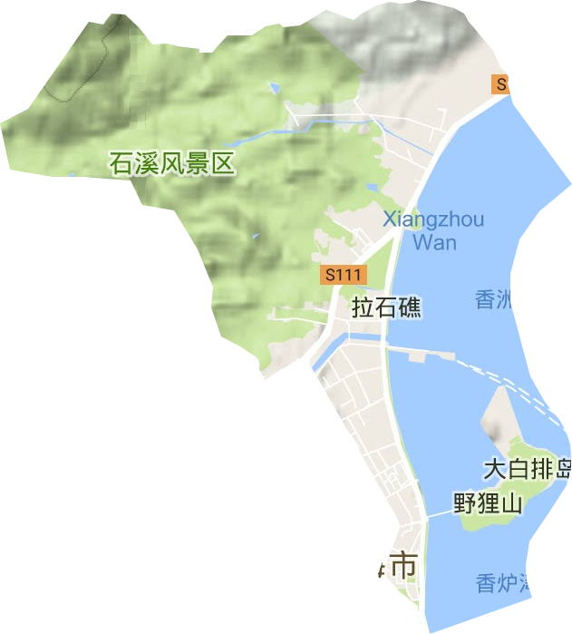 香湾街道地形地图