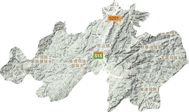 万山区地形地图