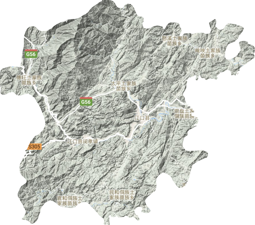 江口县地形地图