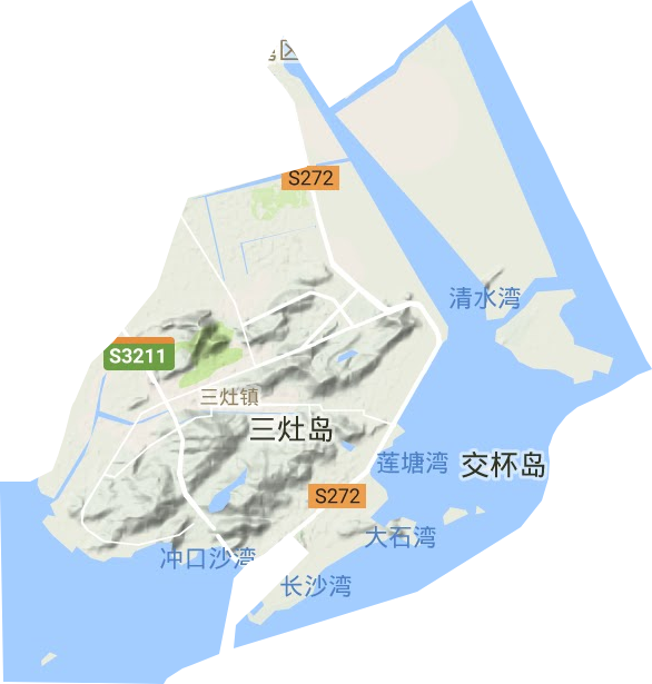 三灶镇地形地图