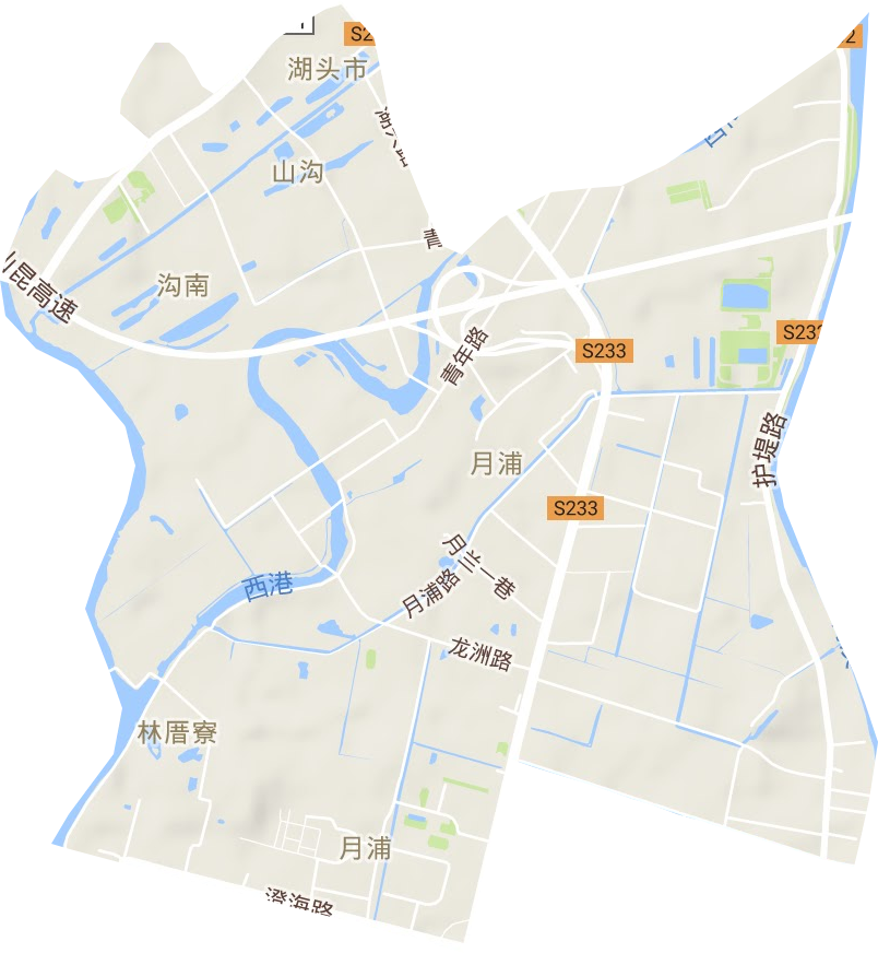 月浦街道地形地图