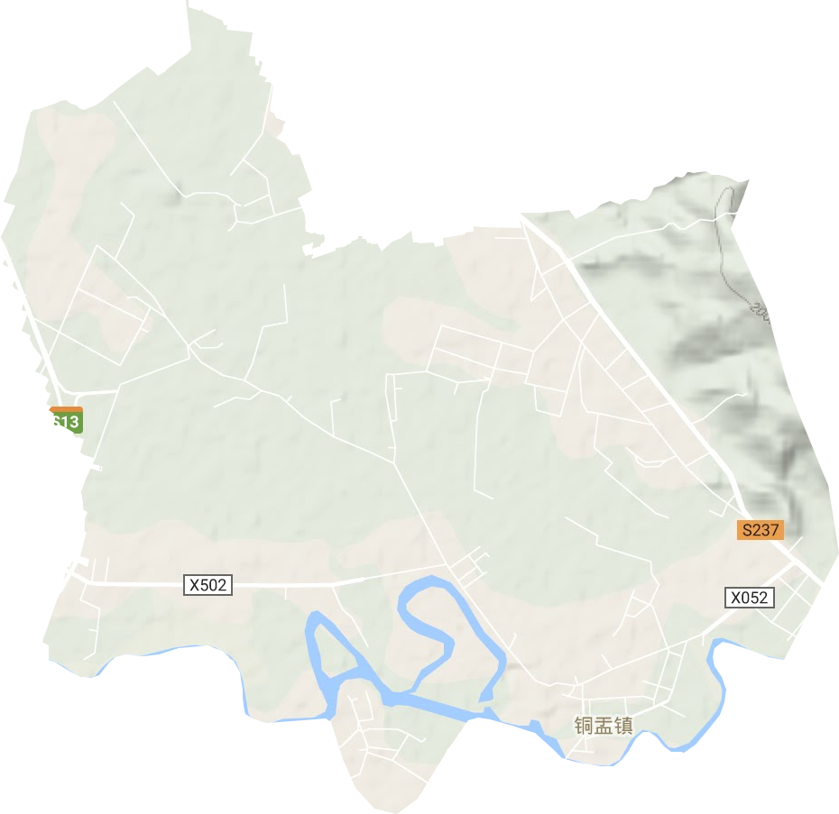 铜盂镇地形地图