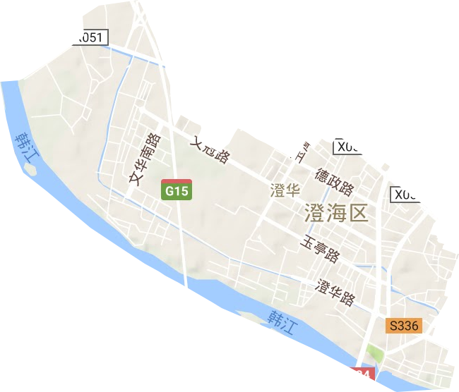 澄华街道地形地图