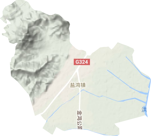 盐鸿镇地形地图
