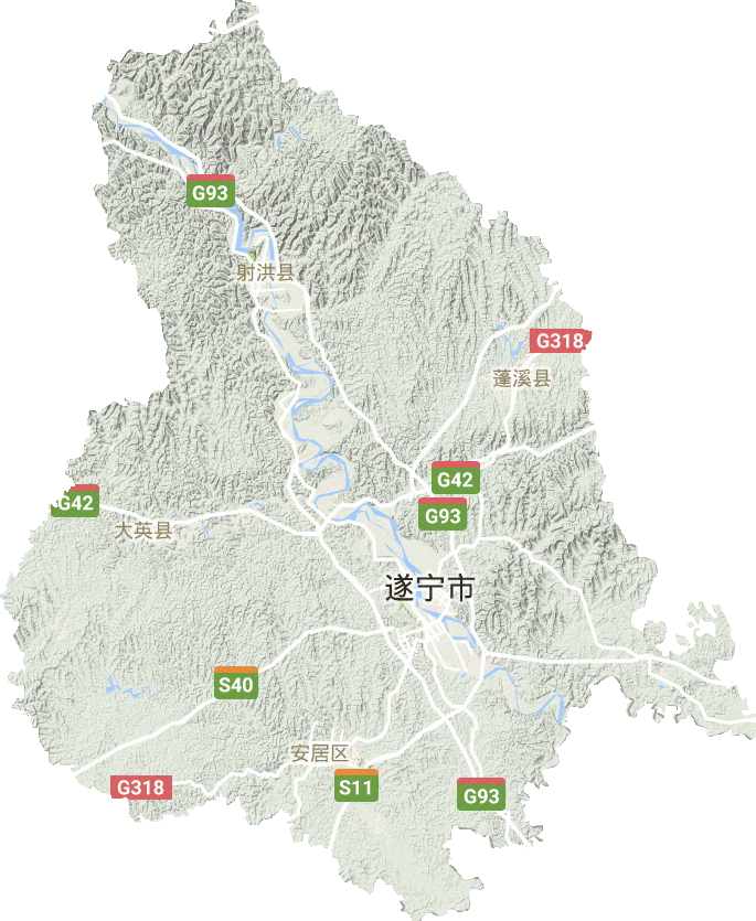 遂宁市地形地图