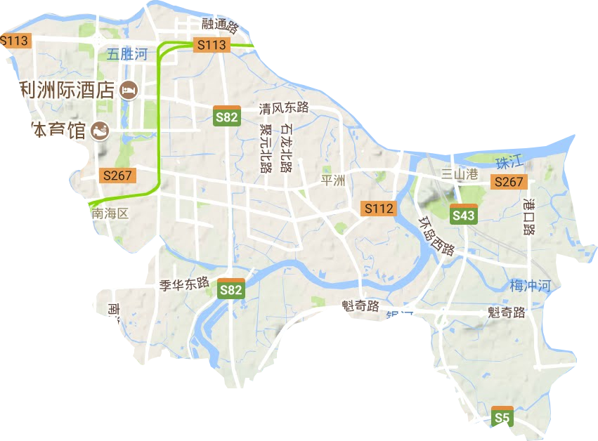 桂城街道地形地图