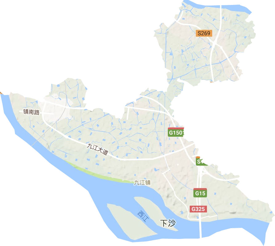 九江镇地形地图