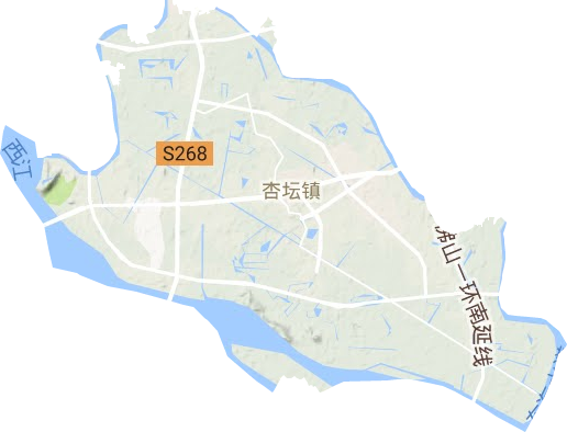 杏坛镇地形地图