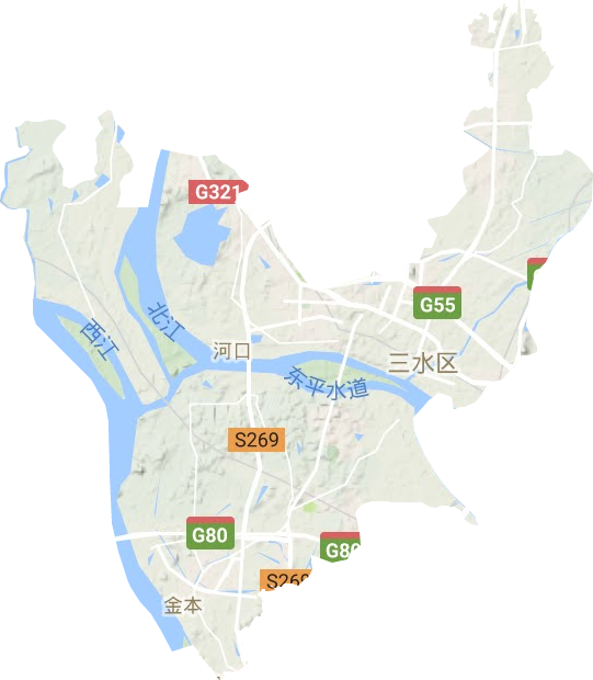 西南街道地形地图