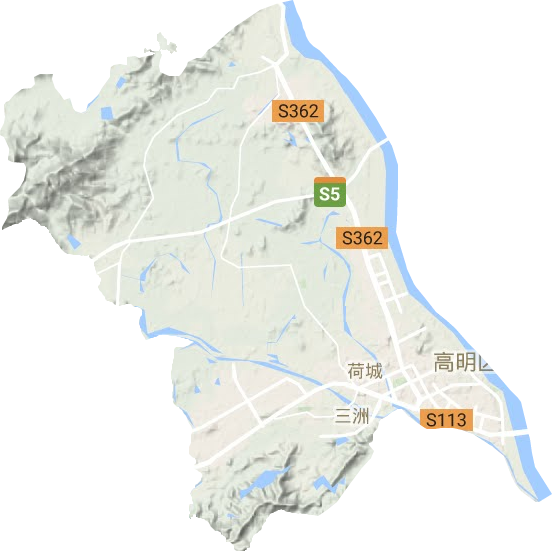 荷城街道地形地图