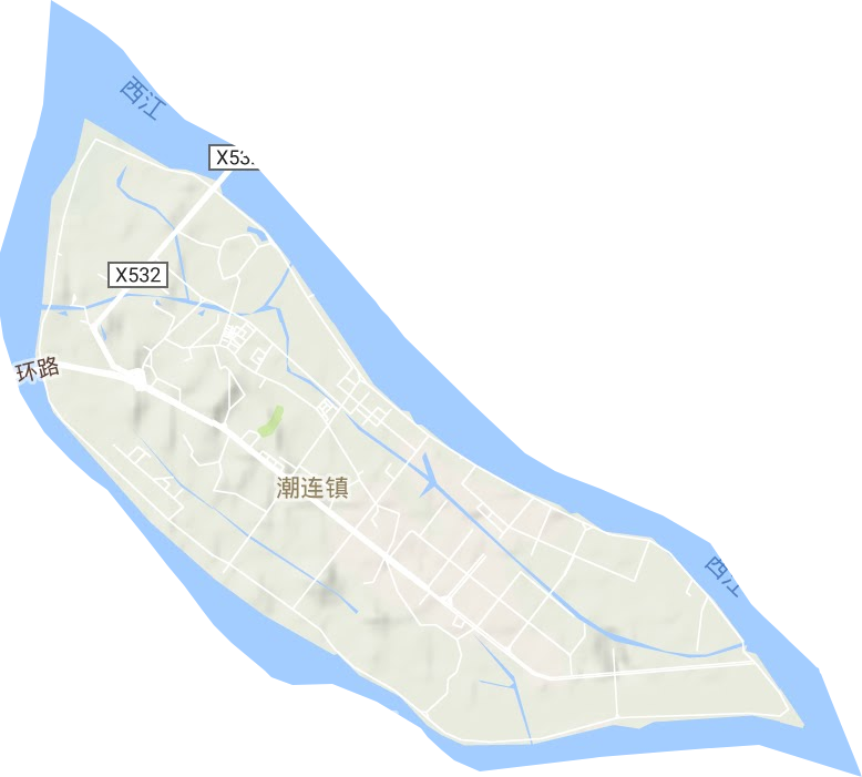 潮连街道地形地图