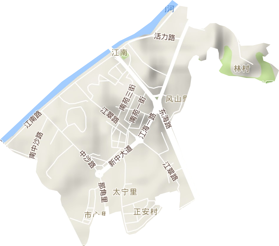 江南街道地形地图