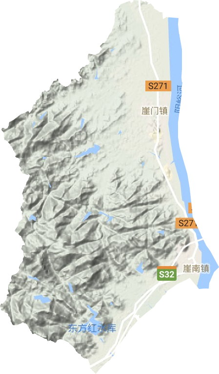 崖门镇地形地图